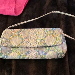 NWOT JAIME MASCARO IRIDESCENT multi color SNAKE PRINT PURSE FROM MONTE CARLO